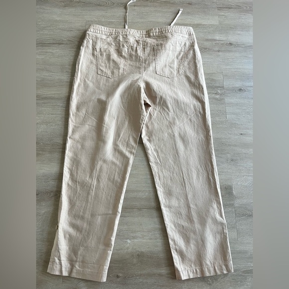 Talbots Linen Cotton Blend Straight leg Tan Roll Up Cuff Pants SZ 16 NWT - Picture 7 of 8